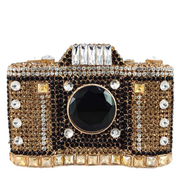 Handbags - 8925 SLR Camera Shape Crystal Clutch Bag Evening Handbags Bridal Party